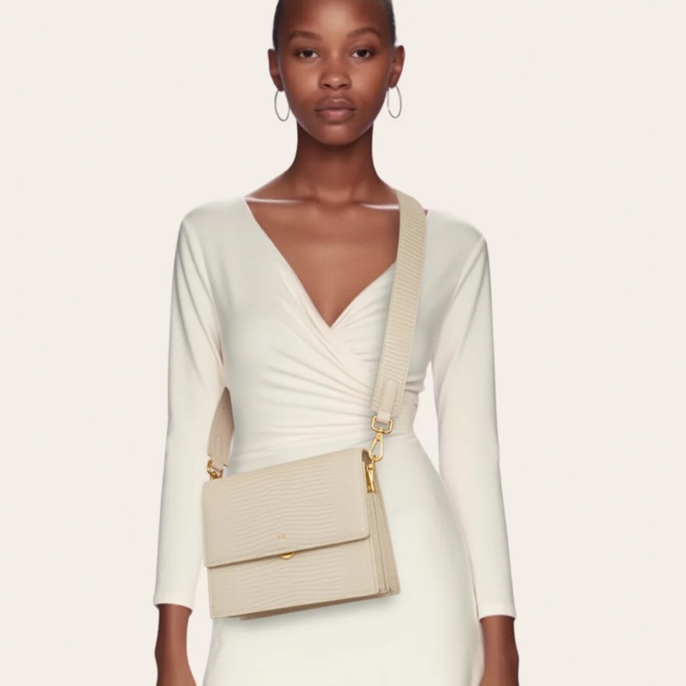 JW Pei Mini Flap Crossbody - Ivory Lizard